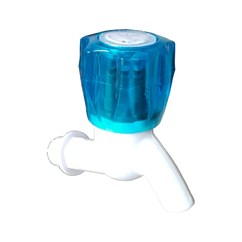 Image of Droptech Blue Crystal PVC Plastic Bib Cock /Water Taps for Kitchen Bathroom Wash Basins - Set of 12 (1 /2 inch, 15 mm) Type PVC Taps Faucet for Hot and Cold Water