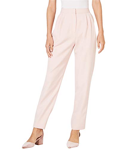 WAYF Womens Leyden Satin Trim Pleated Straight Leg Pants Pink L