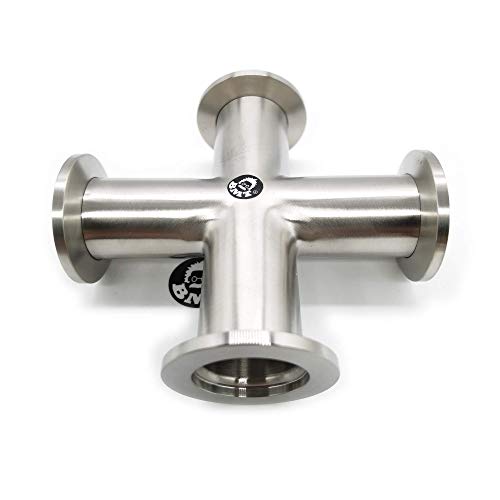 Image of bmotiontech Superior Grade - Cross 4-Ways KF25 Flange Vacuum Adapter, All Ends with KF-25 (NW-25) Flange, Made of Stainless Steel 304, High Vacuum