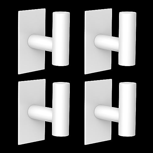 Image of VAEHOLD Wall Towel Hooks, Heavy Duty Sticky Holder Waterproof Towel Hooks for Hanging Coat, Clothes, Closet Hook Wall Mount for Kitchen (White, 4 Pack)