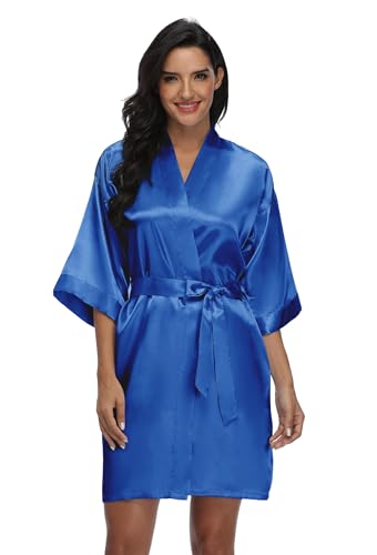 Image of Women's Pure Short Silky Robes Bridesmaid Bride Party Satin Robes Sleepwear