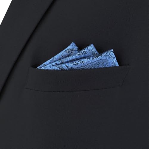 S&W SHLAX&WING Męska Poszetka Paisley Niebieski Denim do Garnituru Eleganckie Akcesorium Formalne Prezent