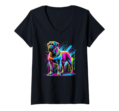 Mujer Paint Art Bullmastiff Bullmastiffs Camiseta Cuello V