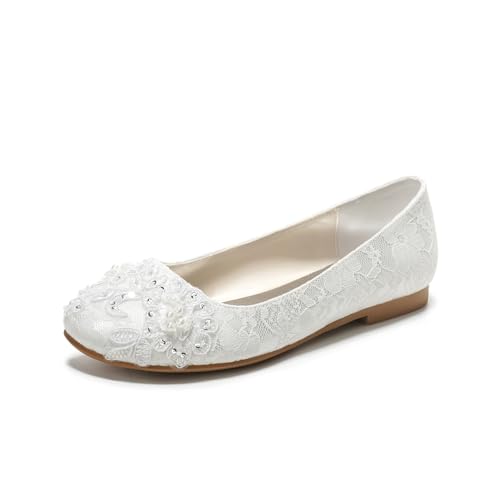 Emily Bridal Women's Silk Like Satin Flat Heel Closed Toe Flats