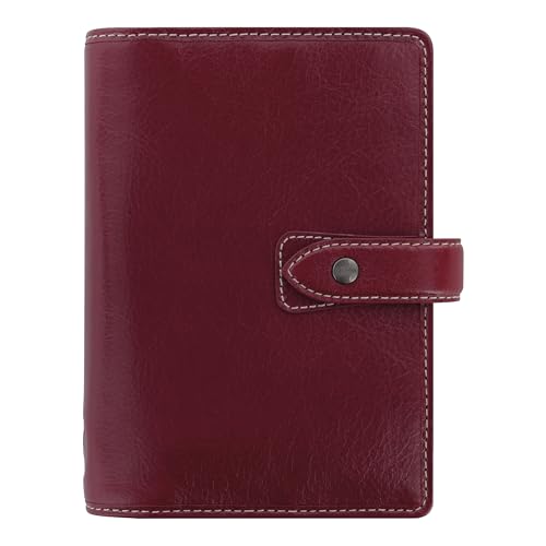 Filofax Malden Organizer Personal Size Burgundy - Tactile Full-Grain Buffalo Leather Six Rings Cotton Cream Week-to-View Insert Multilingual (C021704)