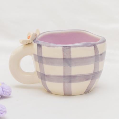 Image of Daisy Ceramic Mug | Handmade Cup | Gift to Best Friend | Aesthetic Cute Mug | Coffee Tea /Milk Mugs (Purple)