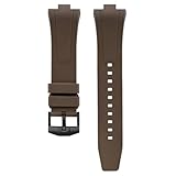 PctkeLsend Correa de reloj deportiva resistente al agua con hebilla de acero inoxidable y caucho fluorado de 9mm for Citizen NJ0150/0151/0155(Brown black)
