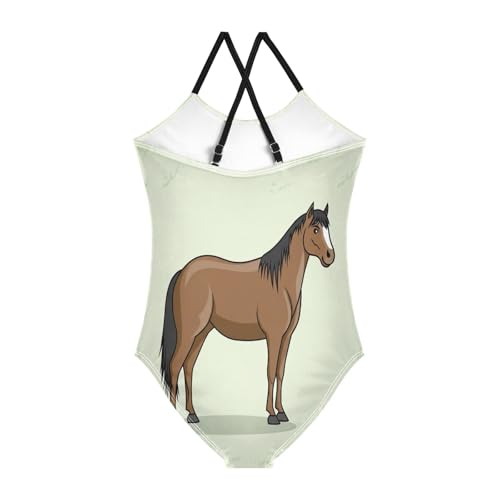 Girls Swimming Suits 3-10 Y Beach Bathing Suits Girls, Brown Horse2