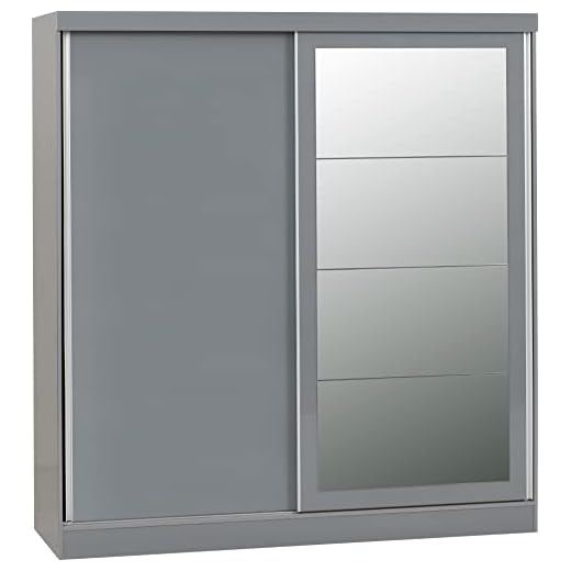 Seconique Nevada 2 Door Slider Wardrobe in Grey Gloss