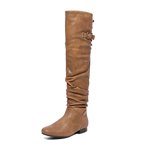 Image of DREAM PAIRS Women's Over The Knee Flats Slouch Thigh Boots