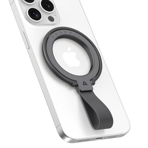 andobil [2024 Unrivaled Stability] Magnetic Phone Grip Holder for MagSafe Ring Stand Holder Kickstand Compatible with MagSafe Accessories for iPhone 15 Pro Max Plus iPhone 14/13/12&Android,Space Grey