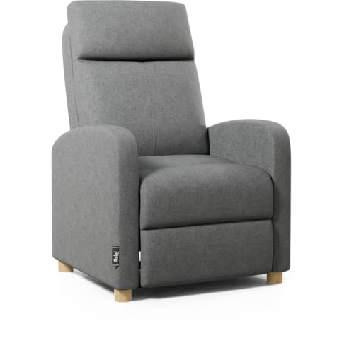 ZZ DON DESCANSO - Sillon Relax Reclinable Tela Verona (63x74x105cm). Sillón Reclinable Compacto con Reposapiés, Apertura Push, 2 Posiciones y Posición Cero, Butaca Reclinable hasta 160º (Gris Marengo)
