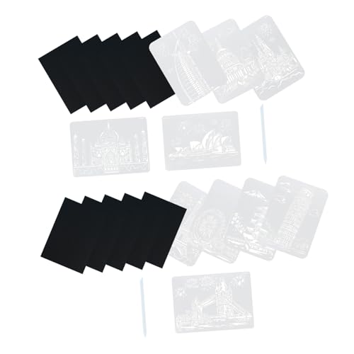 STOBOK 2 Sets DIY Scratch Painting Kit 5 Templates 5 Scratch Papers Cardboard Pet Material A4 Size Great for Boys and Girls Adults