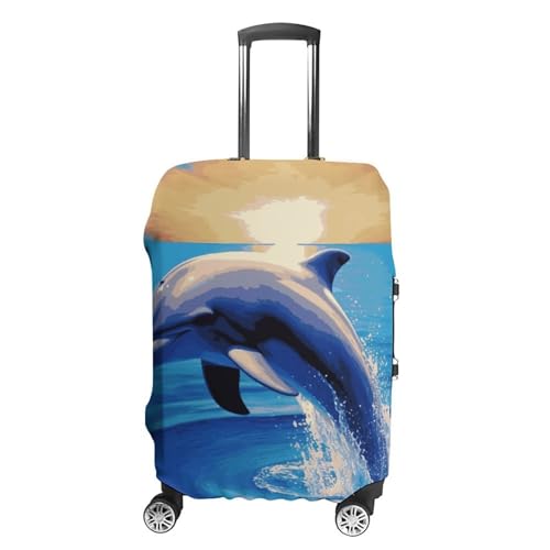 Elegant Dolphin Printed Luggage Cover Protector, Fits 18-32 Inch Luggage