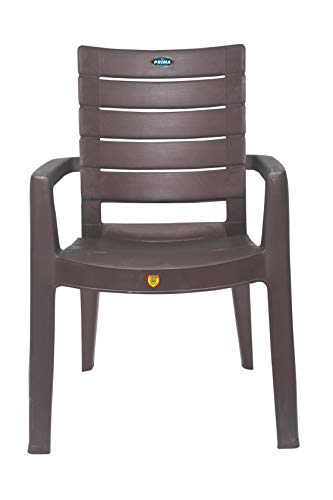 Image of Prima Plastic Chair for Living Room |Set of 6 | Chair for Home, Living Room, Outdoor | Stackable Chair with arm | 100% Virgin Plastic | Rado (Weather Brown Colour)
