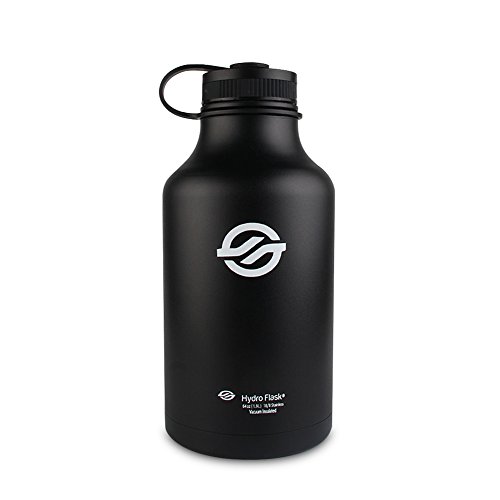 JIAN YA NA Cerveza Growler, 64 onzas de vacío de Doble Pared con Aislamiento de Acero Inoxidable Botella de Agua para Deportes al Aire Libre Que acampa Que Negro