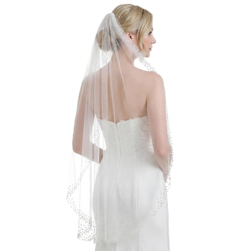 Tucnoeu 1PC Hochzeitsschleier Weisser Schleier | Schleier Braut - Braut Schleier Weiss -...