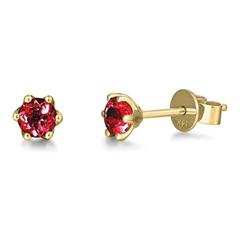 14 Carat Yellow Gold Stud Earrings with Garnet Cover