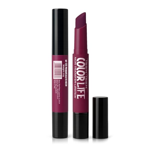 Image of TEEN TEEN Color Life Nontransfer Crayon Lipstick |Matte Finish with Built-in Primer |Waterproof & Long Lasting Lip Color |Smudge-Proof, Fade-Resistant Formula |Combo Color (Plumful Cheer, Apricot)