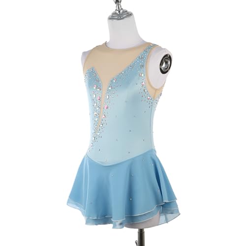 DIJITOO Vestido de patinação artística, fantasia de desempenho de competição de temperamento de stra