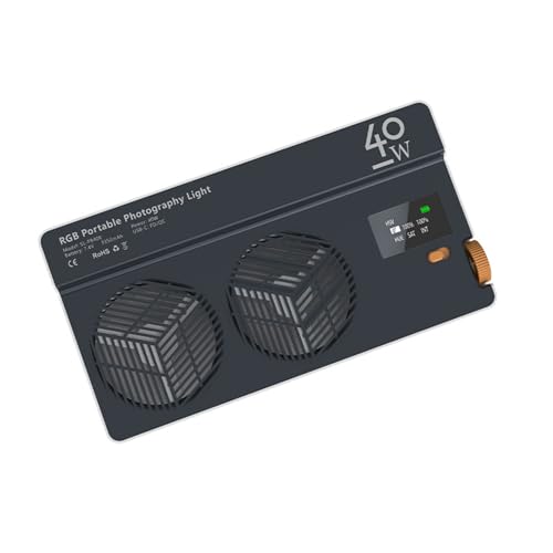 Luz de video profesional de 40 W Rgbs con batería recargable de 5645 lux, salida silenciosa, operaciones, temperatura ajustable para iluminación de estudio, ventilador de refrigeración silenciosa, luz - imagen 7