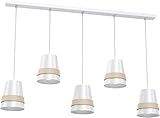 Altezza: 30-100 cm. Milagro Venezia MLP5439 - Lampada a sospensione, 5 x 60 W, E27, IP20, colore: Bianco