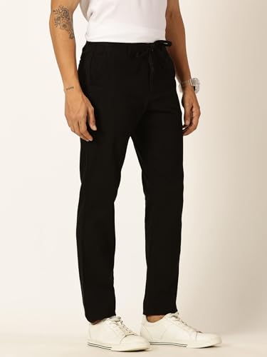 Image of Thomas Scott Men's | Solid | Light Weight | Breathable Fabric | Elasticated Waist | Mid Rise | Regular Fit | Cotton Blend | Button with Drawstring | Chino Trouser | Pants