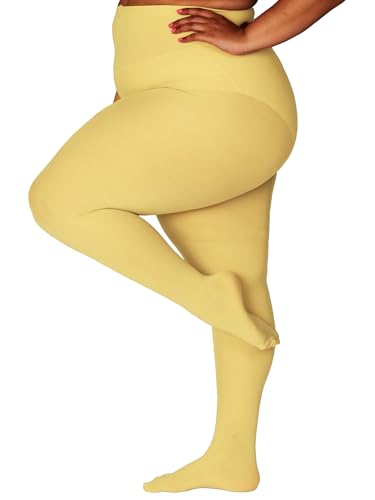 Image of HONENNA Queen Plus Size Tights Semi Opaque Control Top High Waist Stockings Nylons Pantyhose for Women 1X 2X 3X 4X 5X 6X