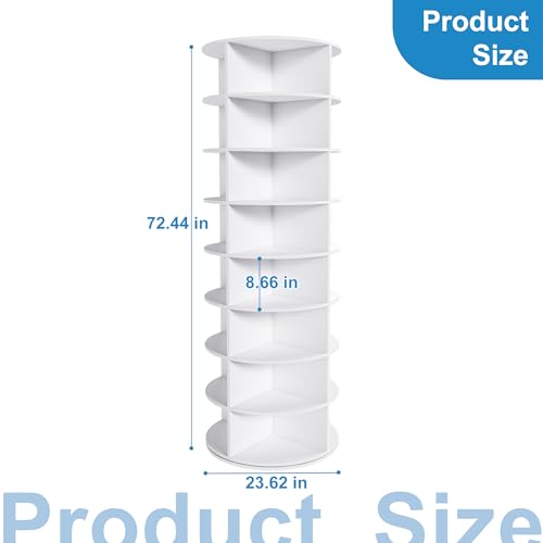 Image of Leavader Rotating Shoe Rack Tower, 8-Tier Spinning Storage Rack, Free Standing 360 Revolving Shoe Organizer, Holds 32 Pairs of Shoes