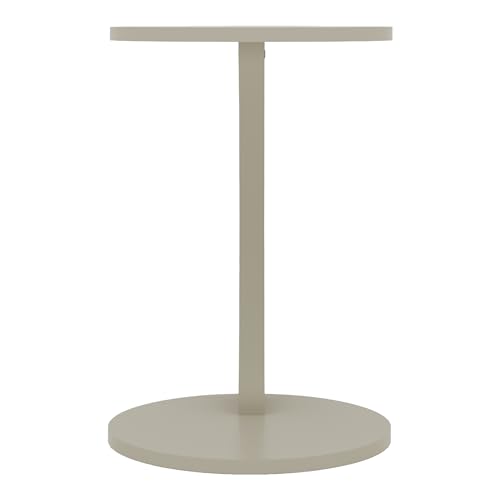 [en.casa] Beistelltisch Holeby Couchtisch Sofatisch auf Rollen Betttisch Laptoptisch C-Form Wohnzimmertisch Rolltisch runde Tischplatte Kaffeetisch 56 x Ø 38 cm Abstelltisch Sandsteinfarben