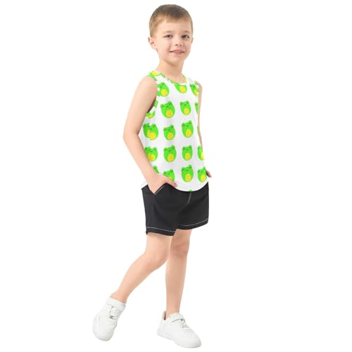 J JOYSAY Cartoon Frog Head White Boys Tank Top Sleeveless Muscle Shirts Quick Dry Kids T-Shirts 3-15T4