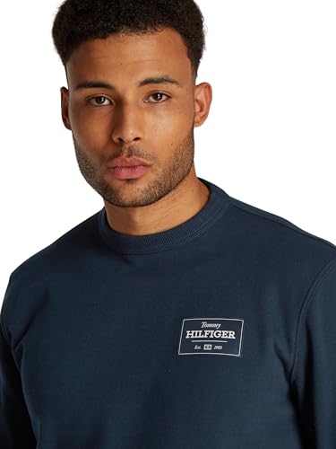 Tommy Hilfiger Herren Sweatshirt Monotype Label Rundhalsausschnitt, Blau (Night Sky), M – Ansicht 3