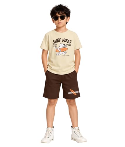 Image of KYDA KIDS Boys 100% Cotton Regular fit T-Shirt Shorts Clothing Set | Kids Co-Ord Set | Half Sleeve T-Shirt with Matching Shorts | Soft Breathable Fabric | Comfortable Stylish Casual Wear