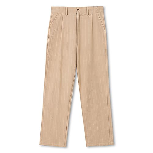 Mens Striped Pleated Dress Pants Wide Leg Loose Fit Lightweight Casual with Pockets Fall Everyday Comfort Trousers3
