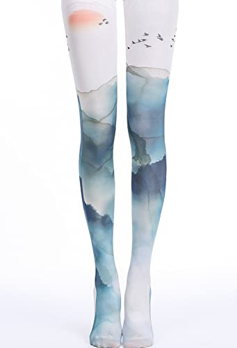 Image of Sahabowi Women Tights, Opaque High Waist Pantyhose, Vintage Control Top Stockings