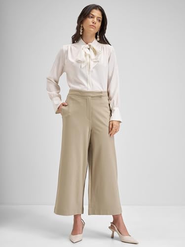 Image of Tokyo Talkies Wide Leg Relaxed fit Cullotes |Ultra Soft, Elasticated, High Waist, Wrinkle Free Trousers |All Day Wear