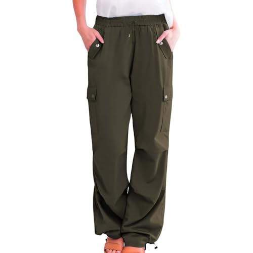Women's High-Waisted Drawstring Elastic Waist Ruched Baggy Cargo Pants Hip Hop Streetwear2