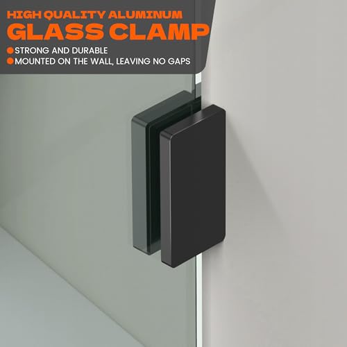 Bathroom Shower Door 36" W x 78.75" H, Frameless Fixed 3/8" (10mm) Thick Clear Tempered Glass Door Panel, Matte Black Clamp Hardware by Danmei wying - Used condition - Image 5