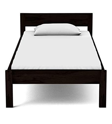 Image of Furnire Carp Solid Wood Single Bed, Black Finish, 74 x 38 in, Modern Style Bedroom Furniture