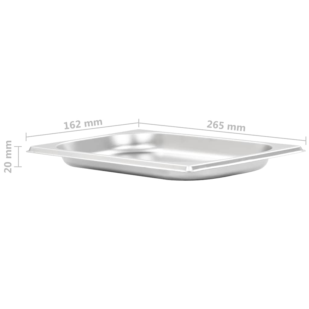 Contenitori per gastronorm, 12 pezzi, GN 1/4, 265 x 162 x 20 mm, in acciaio inox, per cucine professionali e gastronomia