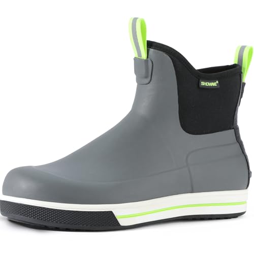 Showave Men's Deck Boots Ankle Waterproof Fishing Boot Non-Silp Work Rain Booties Durable Rubber Footwear Garden Boat Shoes With Ultra Lugs Outsole