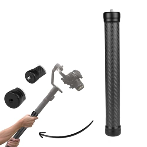 GetZget Extension Rod Carbon Fiber Pole Compatible with DJI Ronin RS 4/3/2/RSC Series & Zhiyun Gimbal with 1/4th Screw Hole & Attachment- Enhance Stability & Flexibility (50Cm Long Handle)