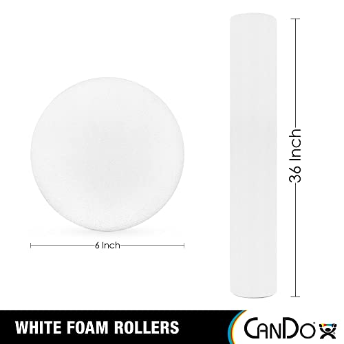 Cando White Pe Foam Rollers For Exercise, Finess, Muscle Restoration, Massage Therapy, Sport Recovery And Physical Therapy For Home, Clinics, Professional Therapy Round 6" X 36" #TOP1