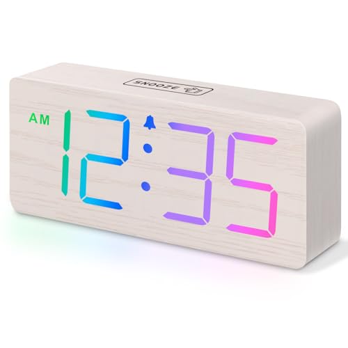 DreamSky Wooden Digital Clock for Bedroom Desk - RGB Loud