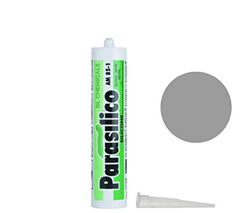 Preisvergleich Produktbild Profi Silikon Parasilico 310ml Kartusche Dichtstoff Sanitär, Küchenbereich, Innen-und Außen Bausilikon, Große Farbauswahl (2x Kartuschen, hellgrau / manhattan RAL 7004)