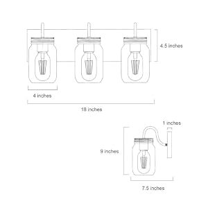 LNC Bathroom Vanity Fixtures Farmhouse Mason Jar Lights with Faux Wood Finish L18 x H8 x W95 Brown