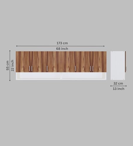 Image of SPECIALITY PANELS 6 Door Modular Wall Mounted Kitchen Cabinet with Organizer Shelf Space Saving Storage Unit Durable Engineered Wood Cupboard for Kitchen Living Room Utility Organizer Furniture