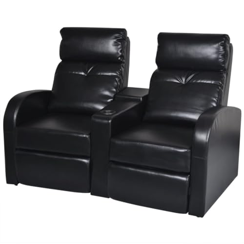 WEHUOSIF 2-Seater Home Theater Recliner Sofa,Living Room Chair,Upholstered Chair,Single Chair,TV Chair,Gaming Chair,Accent Chair,High Back Chair,for Living Room,Bedroom,Balcony,Black Faux Leather