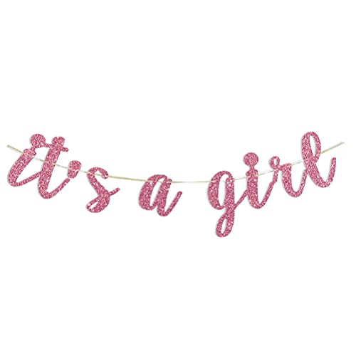It's A Girl Banner Pink Glitter Baby Shower Party Pregnant AF 1st Birthday Party Decorations Supplies