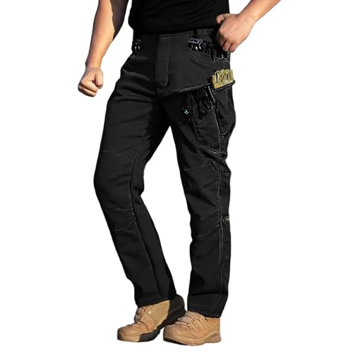 Pantalones de chándal impermeables con forro polar térmico y bolsillos con cremallera para hombre